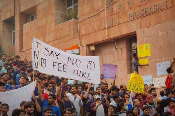 Vice President and students were performing outside in JNU auditorium Vice President and students were performing outside in JNU auditorium