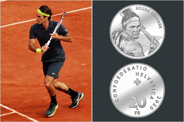 Swiss government launches 20 franc coin in honor of tennis player Roger Federer Swiss government launches 20 franc coin in honor of tennis player Roger Federer