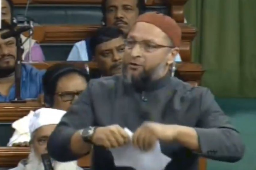 Asaduddin Owaisi tears a copy of citizenship bill in the LS Session Asaduddin Owaisi tears a copy of citizenship bill in the LS Session