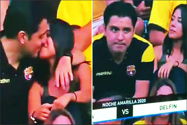 Kissing girlfriend in a football match people pulled up after watching the video Kissing girlfriend in a football match people pulled up after watching the video