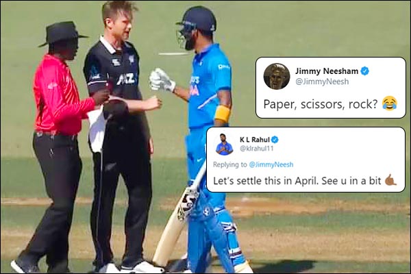 Let settle this in April KL Rahul responds to Jimmy Neesham picture after ODI series win Let settle this in April KL Rahul responds to Jimmy Neesham picture after ODI series win