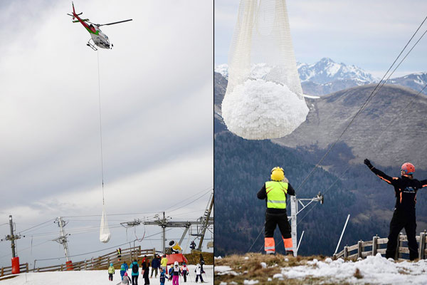 French Resort Fights Climate Change By Using Helicopters To Bring Snow To The Slopes French Resort Fights Climate Change By Using Helicopters To Bring Snow To The Slopes