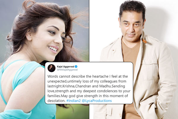 Kamal Haasan and Kajal Aggarwal narrowly escaped from accident at INDIAN 2 set Kamal Haasan and Kajal Aggarwal narrowly escaped from accident at INDIAN 2 set
