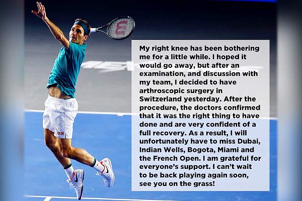 Roger Federer withdraws from French Open due to knee surgery Roger Federer withdraws from French Open due to knee surgery