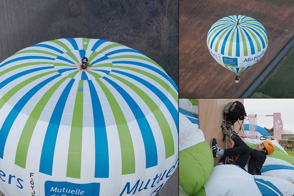 Man dances on hot air balloon flying at a height of 3280 feet Man dances on hot air balloon flying at a height of 3280 feet