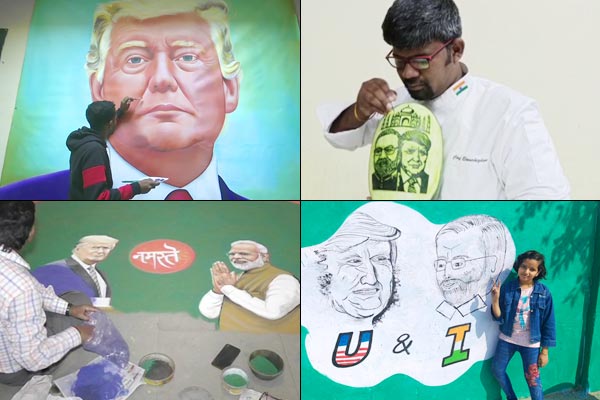 Painting somewhere and fruit carving somewhere Indians making their own trump artwork Painting somewhere and fruit carving somewhere Indians making their own trump artwork