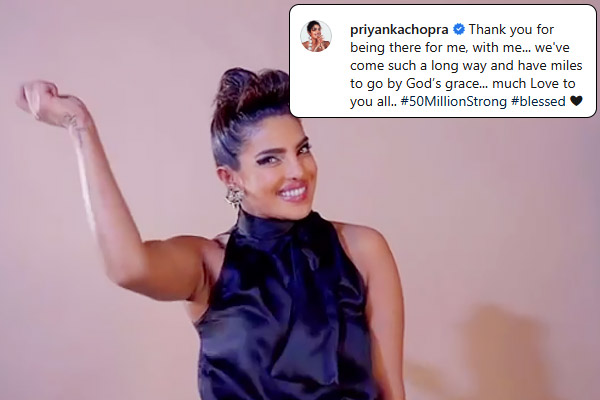 Priyanka Chopra emerged as the first female Indian celeb to achieve 50 million followers on Instagra Priyanka Chopra emerged as the first female Indian celeb to achieve 50 million followers on Instagra