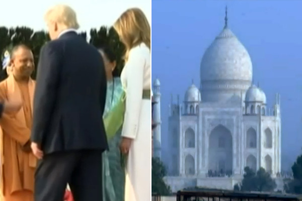 Namaste Trump Melania reach Agra, CM Yogi Adityanath receives them Namaste Trump Melania reach Agra, CM Yogi Adityanath receives them