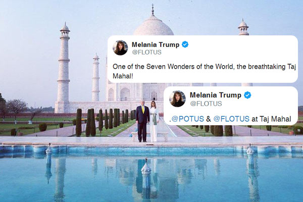 Melania Trump tweets video of Taj Mahal calls it breathtaking Melania Trump tweets video of Taj Mahal calls it breathtaking