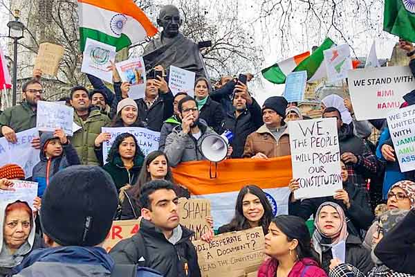 Demonstration in London against Delhi violence demanding resignation from Home Minister Demonstration in London against Delhi violence demanding resignation from Home Minister