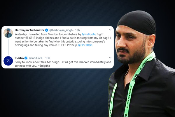 Harbhajan Singh asks IndiGo Airlines to take action over his missing bat Harbhajan Singh asks IndiGo Airlines to take action over his missing bat