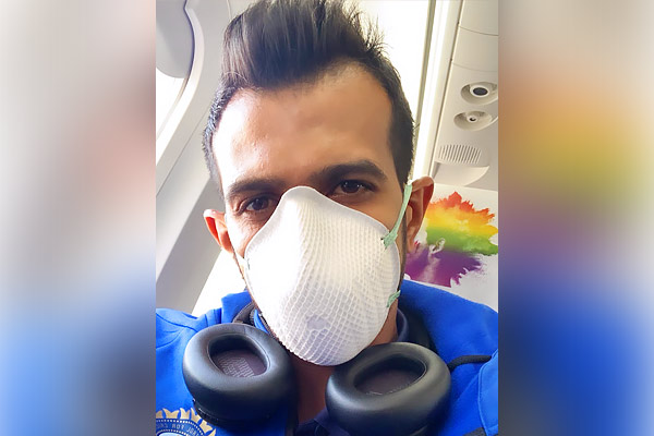 Yuzvendra Chahal posts photo with face mask enroute to Dharamsala for 1st ODI Yuzvendra Chahal posts photo with face mask enroute to Dharamsala for 1st ODI