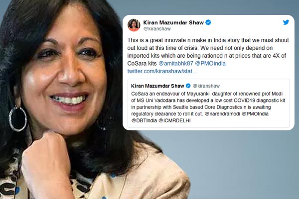 Professor daughter makes cheap corona test kit and Kiran Mazumdar praised Professor daughter makes cheap corona test kit and Kiran Mazumdar praised