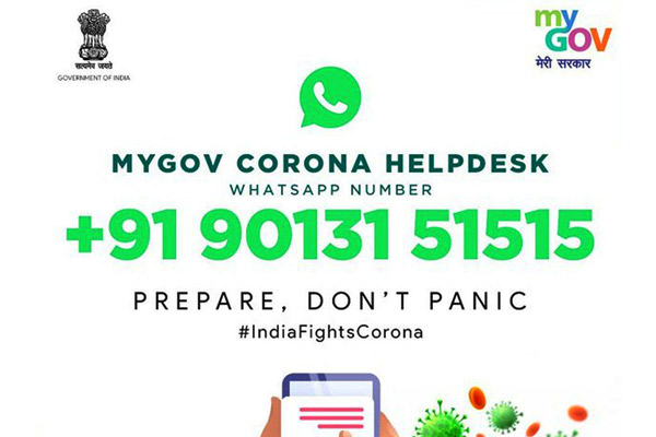 Govt launches MyGov Corona Helpdesk on WhatsApp to fight coronavirus Govt launches MyGov Corona Helpdesk on WhatsApp to fight coronavirus