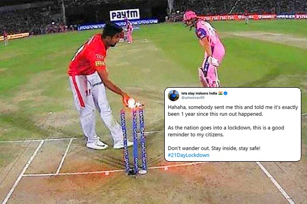 Do not wander out: Ashwin uses Mankad law to warn people about coronavirus Do not wander out: Ashwin uses Mankad law to warn people about coronavirus