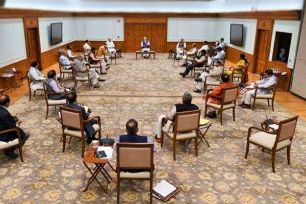 PM Modi Cabinet ministers exercise social distancing during cabinet meeting PM Modi Cabinet ministers exercise social distancing during cabinet meeting