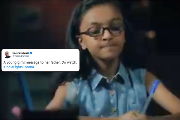 PM Modi tweets video of young girl message to father on coronavirus PM Modi tweets video of young girl message to father on coronavirus