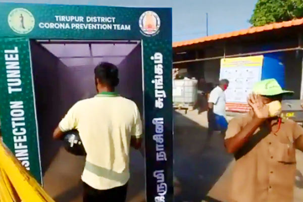 Tamil Nadu installs disinfection tunnel near market Tamil Nadu installs disinfection tunnel near market