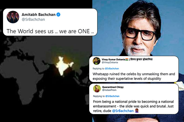 Amitabh Bachchan trolled for fake 9PM 9Minutes Indian satellite image Amitabh Bachchan trolled for fake 9PM 9Minutes Indian satellite image