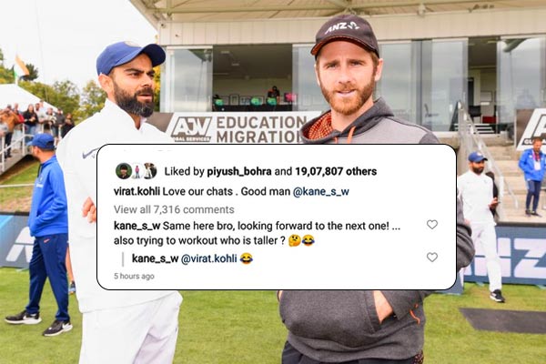 Virat Kohli posts a picture with Kane Williamson NZ skipper responds Virat Kohli posts a picture with Kane Williamson NZ skipper responds