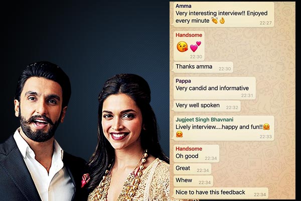 Deepika Padukone shares WhatsApp chat in family group praising hubby Ranveer Singh Deepika Padukone shares WhatsApp chat in family group praising hubby Ranveer Singh