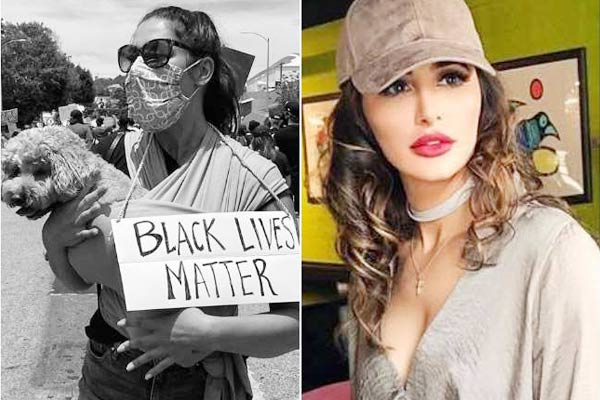 Actress Nargis Fakhri took to the streets in support of the performance in America Actress Nargis Fakhri took to the streets in support of the performance in America