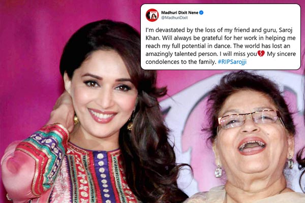 Madhuri's emotional post on Saroj Khan death wrote- I am shattered Madhuri's emotional post on Saroj Khan death wrote- I am shattered