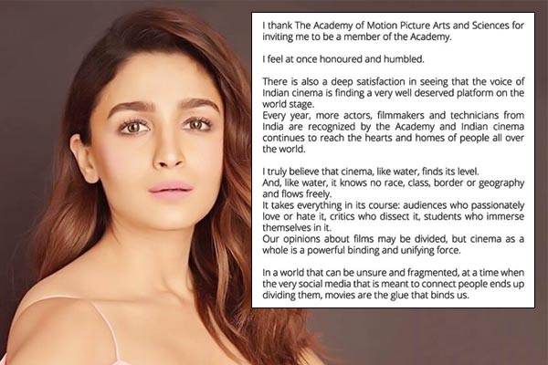 Social media is dividing people Alia Bhatt takes a subtle dig at trolls amid Academy Honour Social media is dividing people Alia Bhatt takes a subtle dig at trolls amid Academy Honour